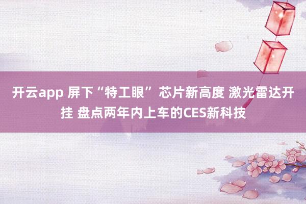 开云app 屏下“特工眼” 芯片新高度 激光雷达开挂 盘点两年内上车的CES新科技
