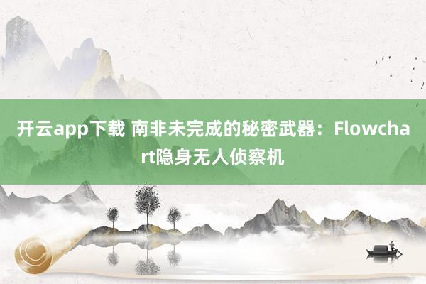 开云app下载 南非未完成的秘密武器：Flowchart隐身无人侦察机