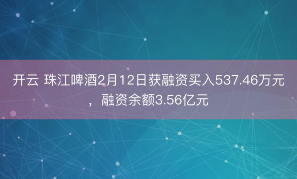 开云 珠江啤酒2月12日获融资买入537.46万元，融资余额3.56亿元