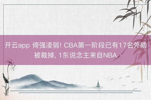 开云app 倚强凌弱! CBA第一阶段已有17名外助被裁掉, 1东说念主来自NBA